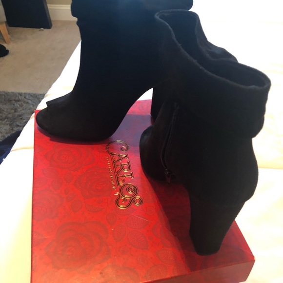 Black Suede Chunky Bootie - Picture 2 of 6